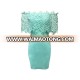 New Fashion Polyester Spandex Women Elegant Sleeveless Off Shoulder Green Color Cocktail Party Evening Dress with Crochet Lace